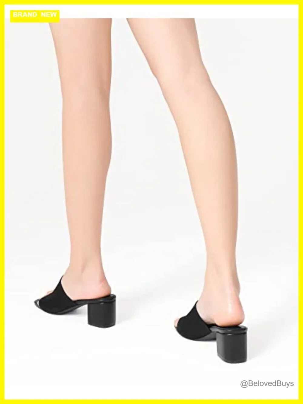 Women's Knit Square Toe Block Heel Slide Sandals Slip On Low Heel